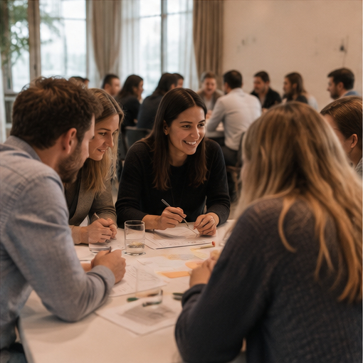 Equip participant en una dinàmica de grup.