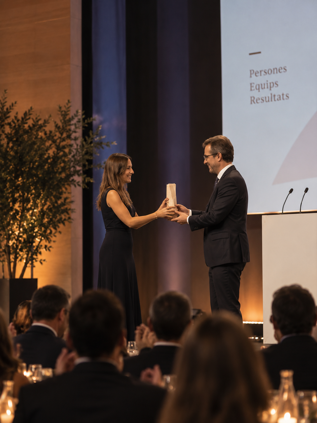 Awarding on stage during a gala