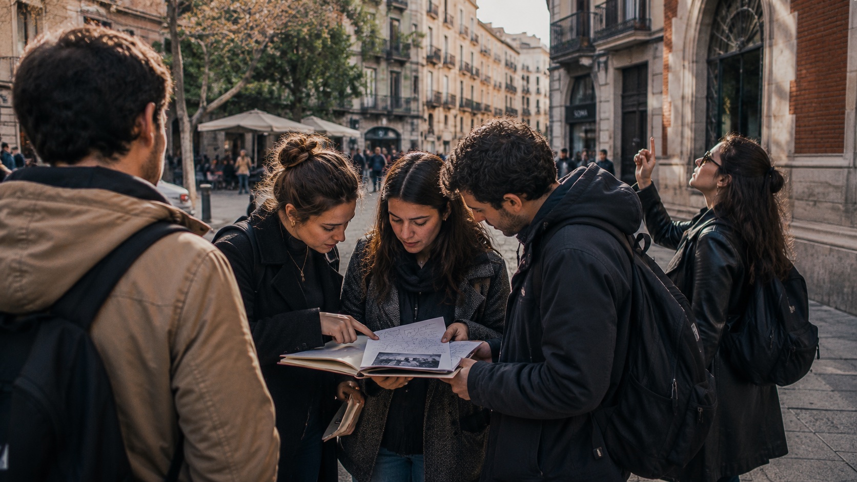 Equip resolent pistes en una gimcana urbana pels carrers de Barcelona