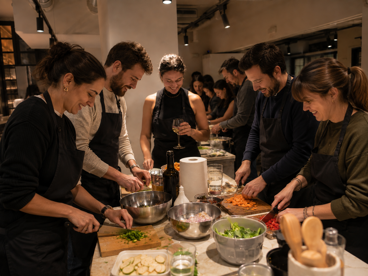 Participants preparant postres durant l'experiència MasterChef