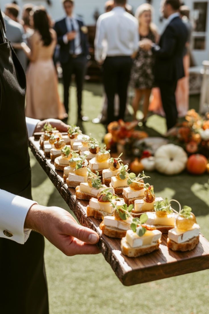 Appetizer tray served during an outdoor meeting.