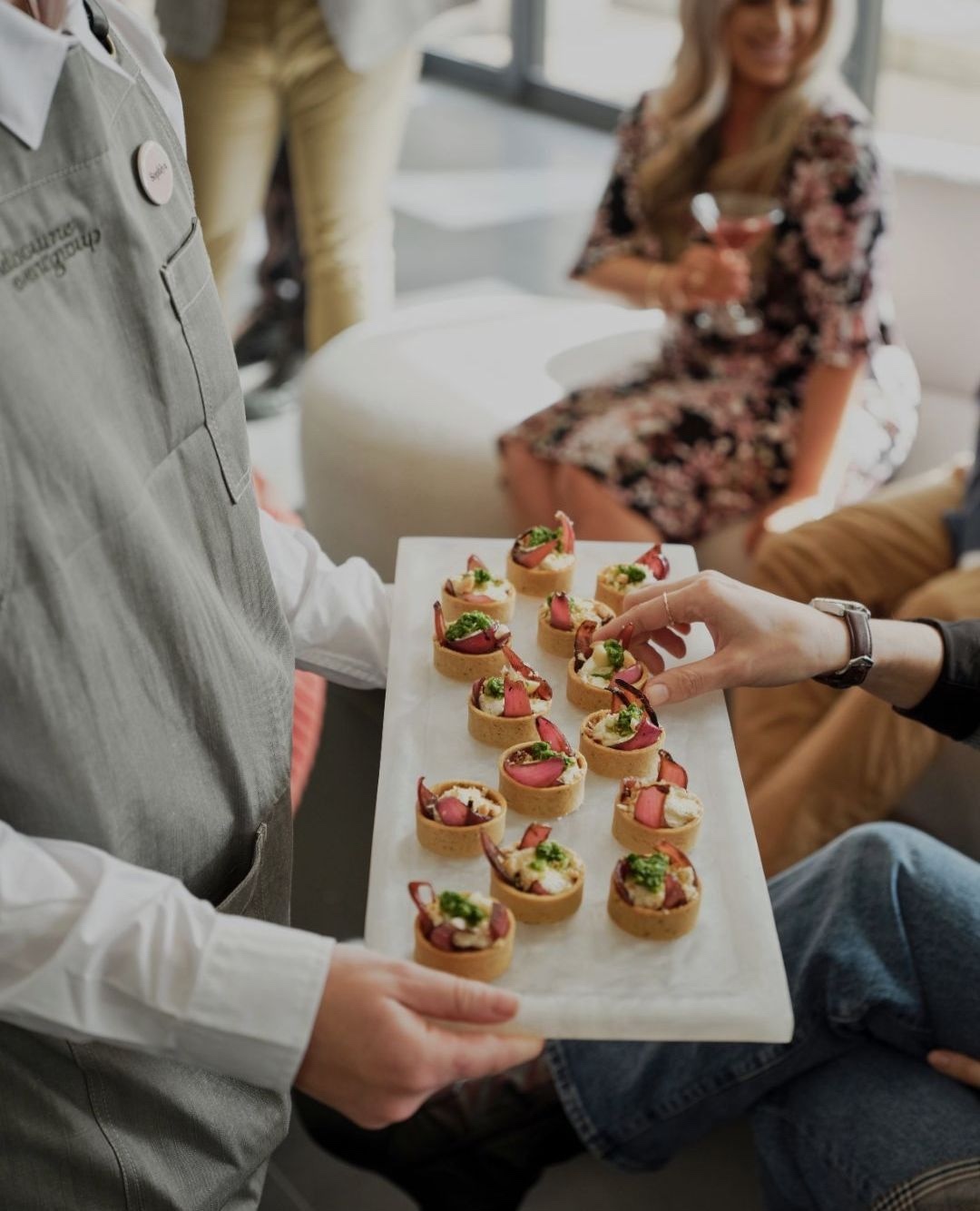 Small bites served during a cocktail reception.